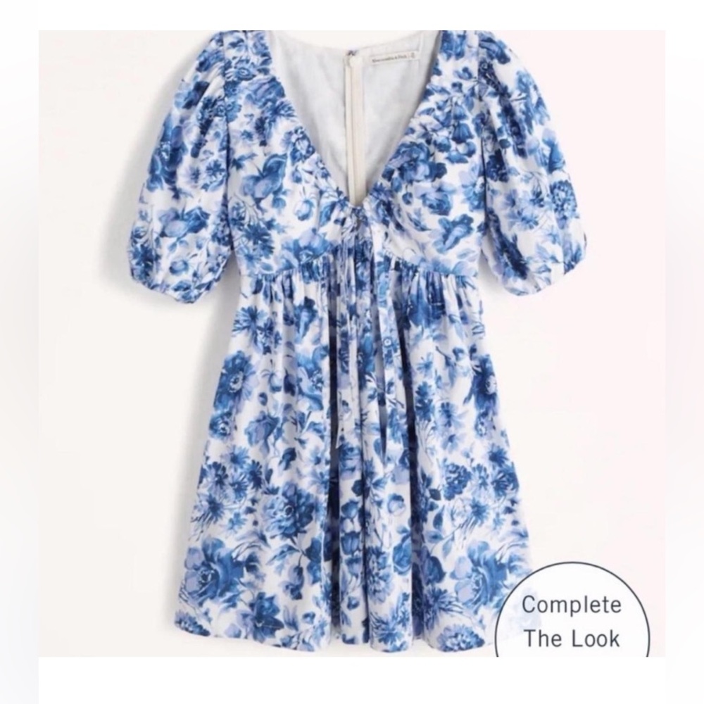 ABERCROMBIE & FITCH Puff sleeve poplin mini dress